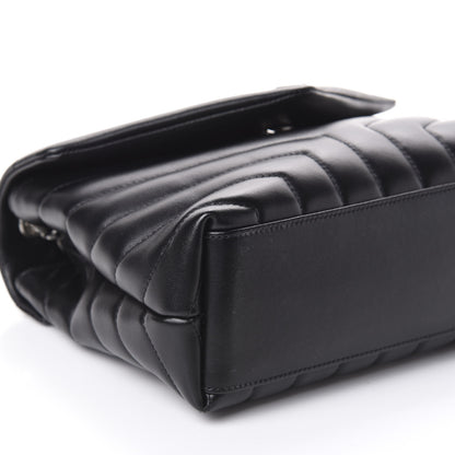 Saint Laurent Calfskin Y Quilted Monogram Small Loulou Chain Satchel Black 7 of 8