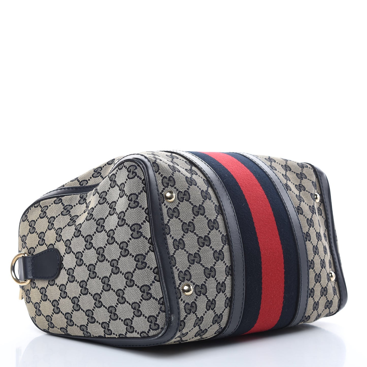 Monogram Selleria Calfskin Vintage Web Medium Boston Beige Blue