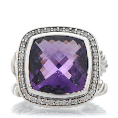 David Yurman Sterling Silver Diamond Amethyst 14mm Albion Ring 54 7 1 of 7