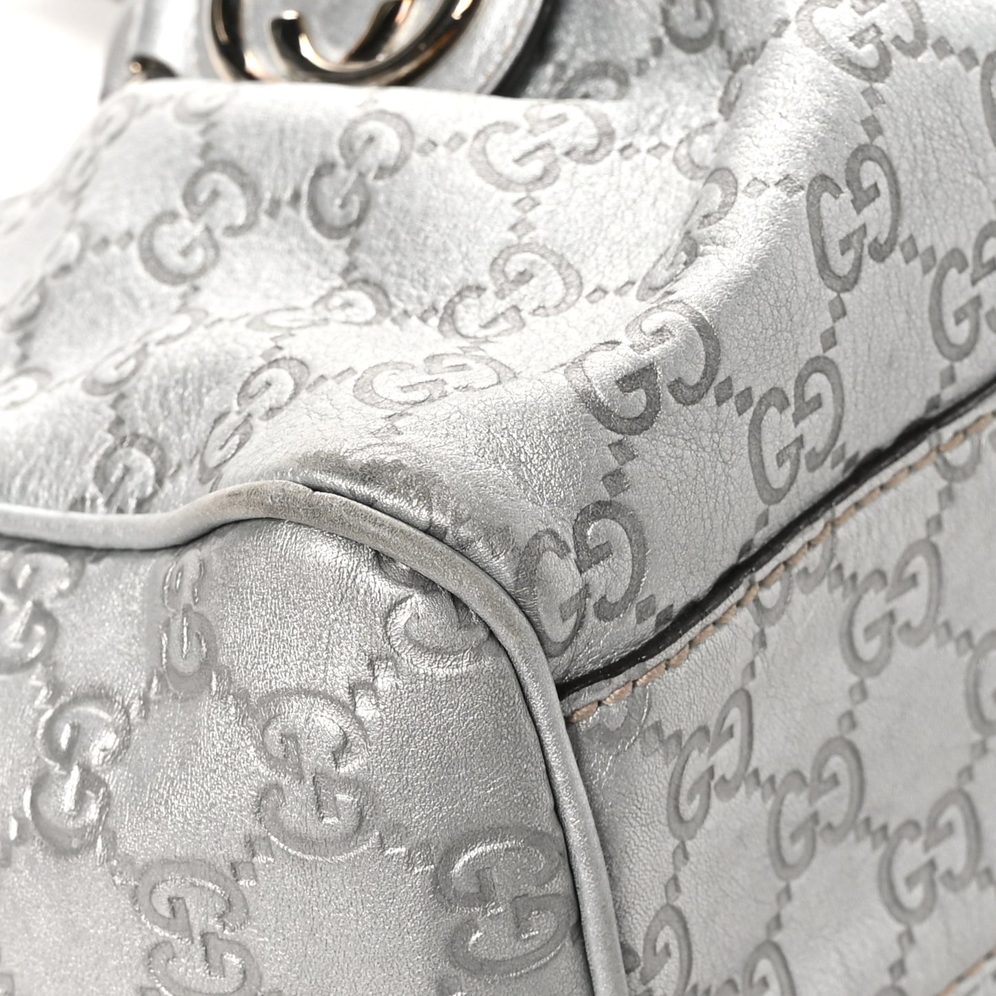 Guccissima Medium Sukey Tote Silver