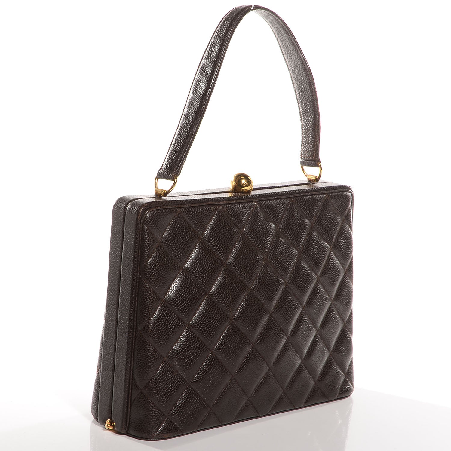 Chanel Caviar Quilted Frame Evening Bag Dark Brown 3 of 7