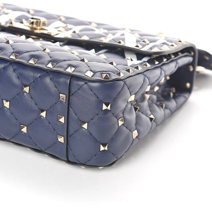Valentino Garavani Nappa VLTN Print Medium Rockstud Spike Shoulder Bag Pure Blue White 9 of 9