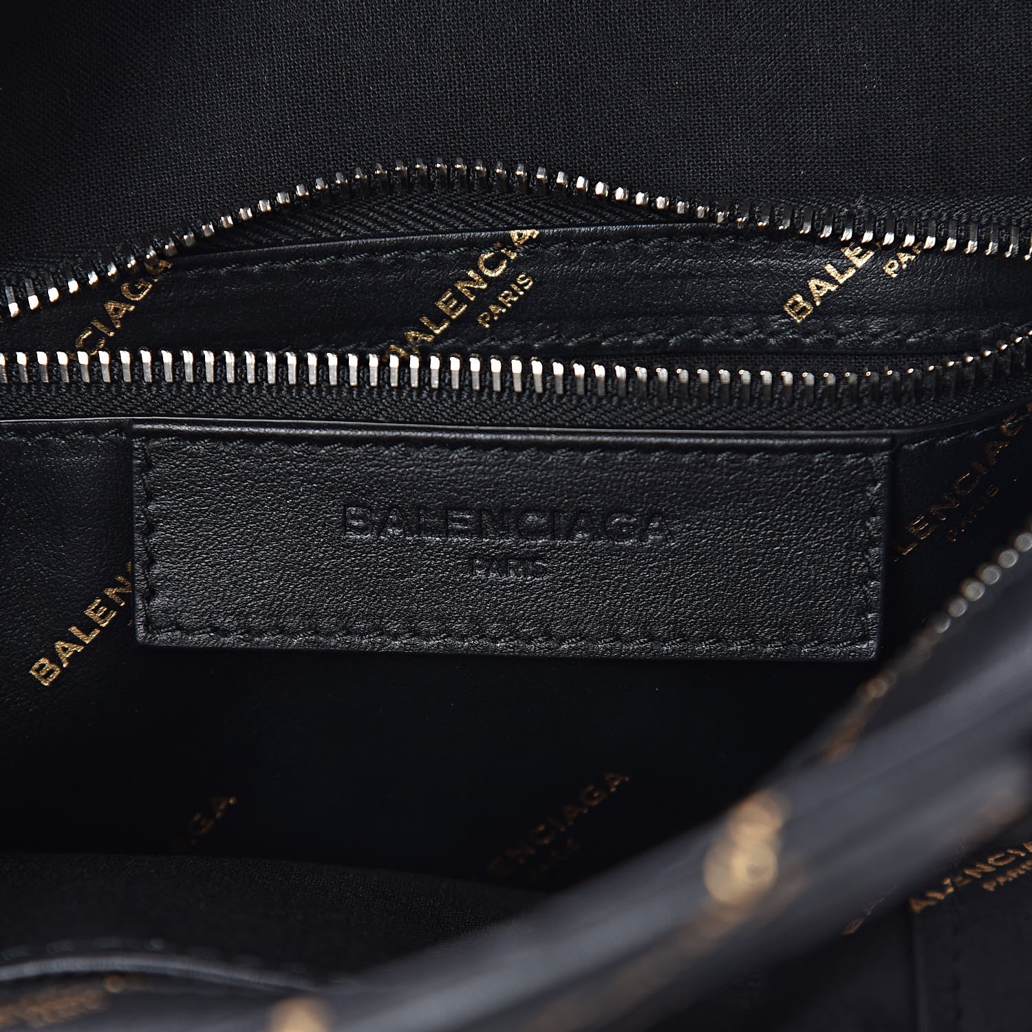 Balenciaga Calfskin Allover Logo XS Bazar Shopper Tote Black Gold 6 of 10