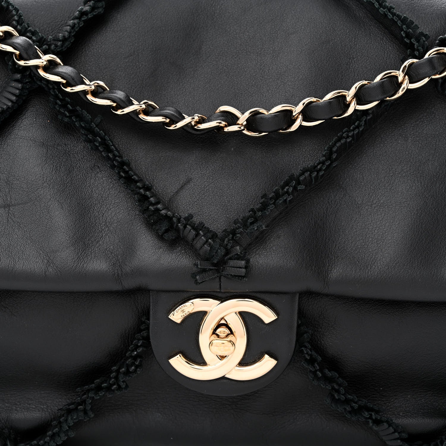 Chanel Lambskin Fringe Single Flap Black 8 of 14