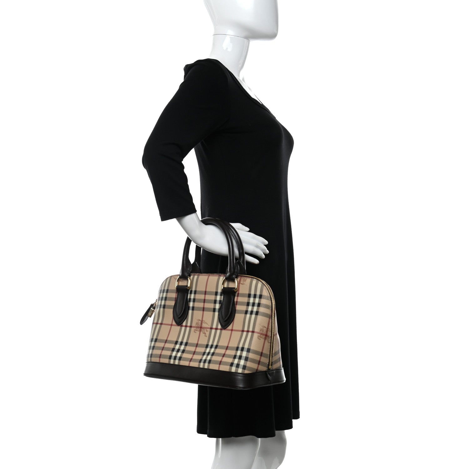 Burberry Haymarket Check Picadilly Bowler Black 3 of 12
