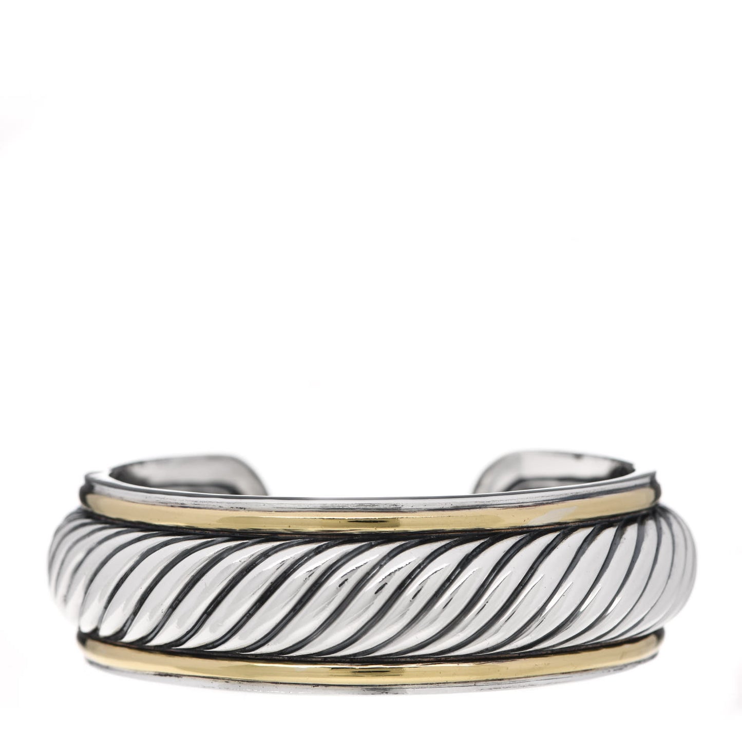Sterling Silver 18K Yellow Gold Sculpted Cable Cuff Bracelet