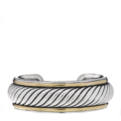 David Yurman Sterling Silver 18K Yellow Gold Sculpted Cable Cuff Bracelet 1 of 4