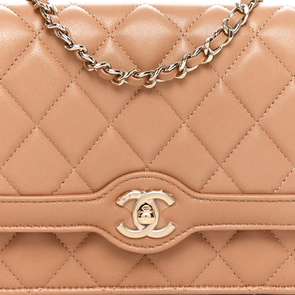 Chanel Lambskin Quilted Hold The Line Wallet On Chain WOC Dark Beige 9 of 12