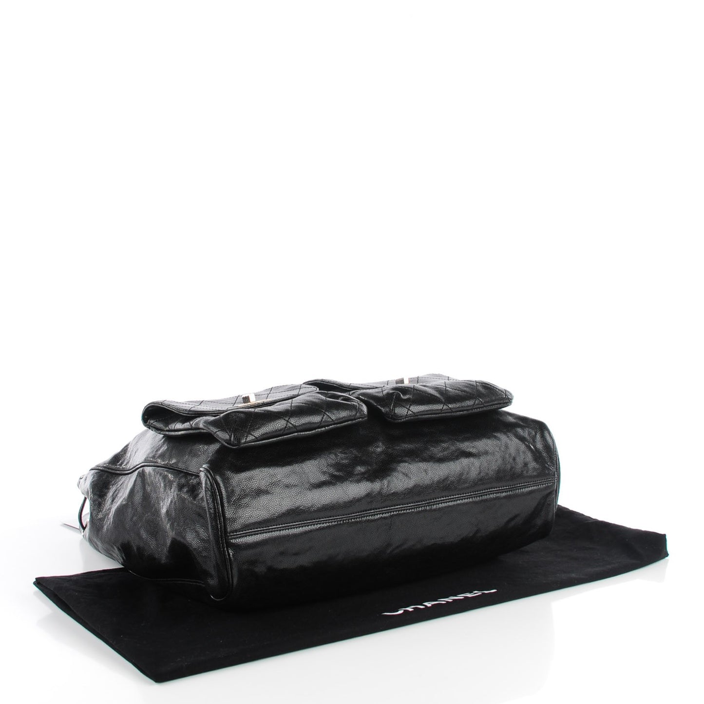 Glazed Caviar Large Pocket In The City Tote Black