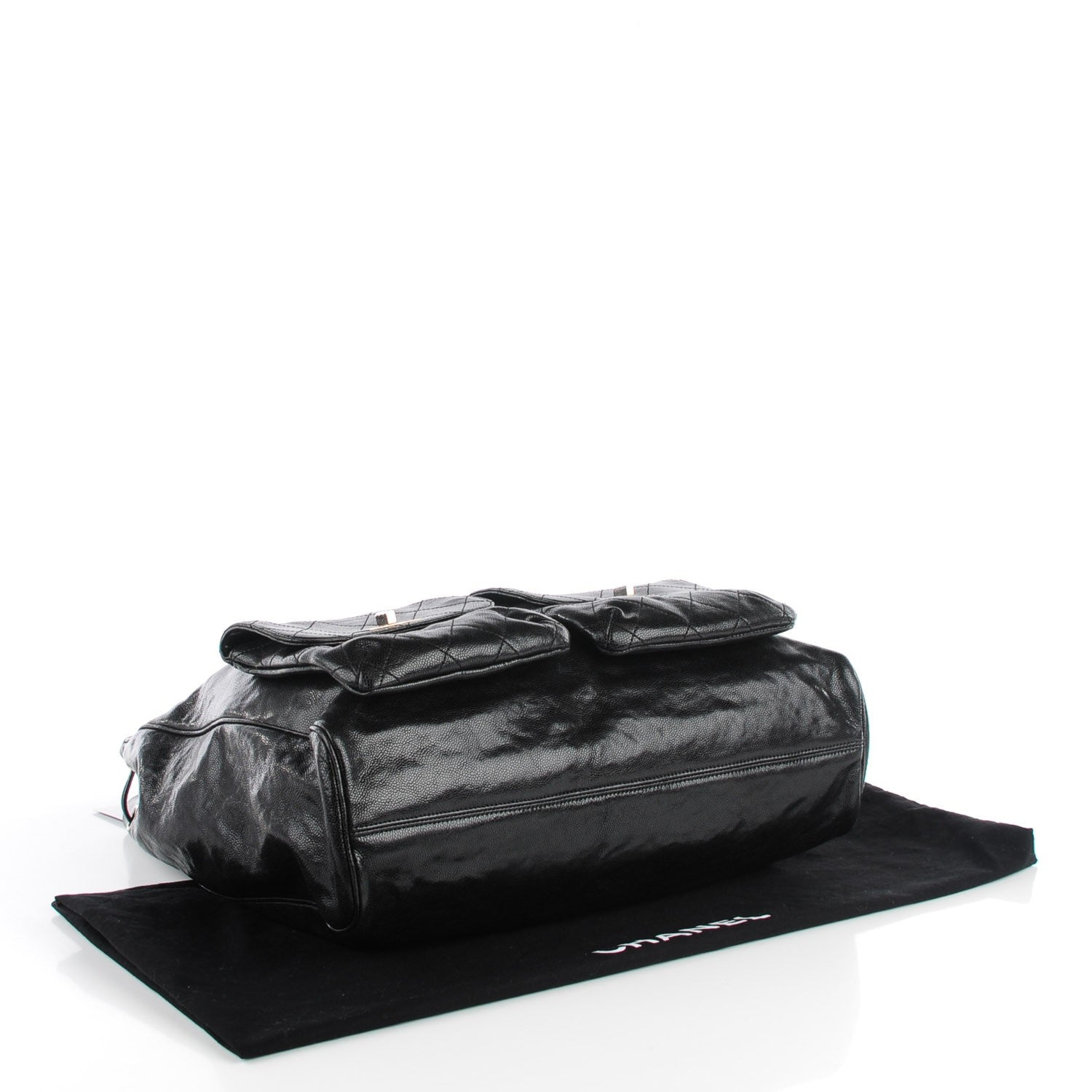 Chanel Glazed Caviar Large Pocket In The City Tote Black 5 of 9