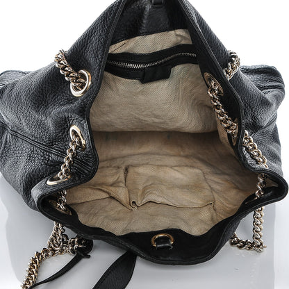 Gucci Pebbled Calfskin Medium Soho Chain Shoulder Bag Black 5 of 9