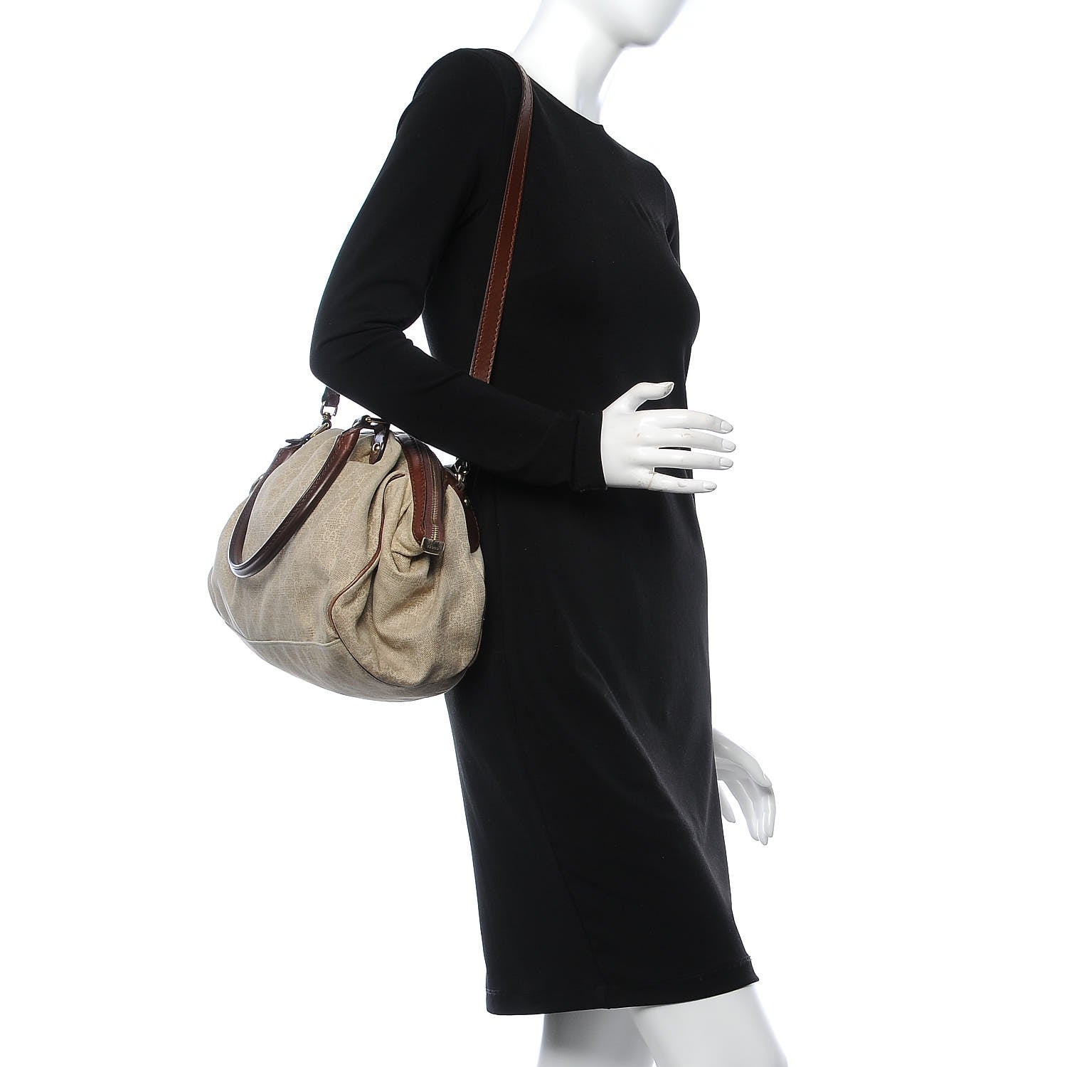 Gucci Monogram Cabinato Medium Sukey Boston Brown 2 of 7