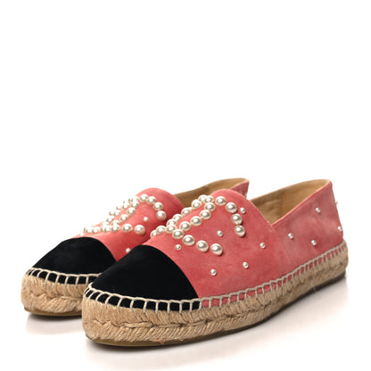 Chanel Suede Pearl CC Espadrilles 36 Pink Black 3 of 10