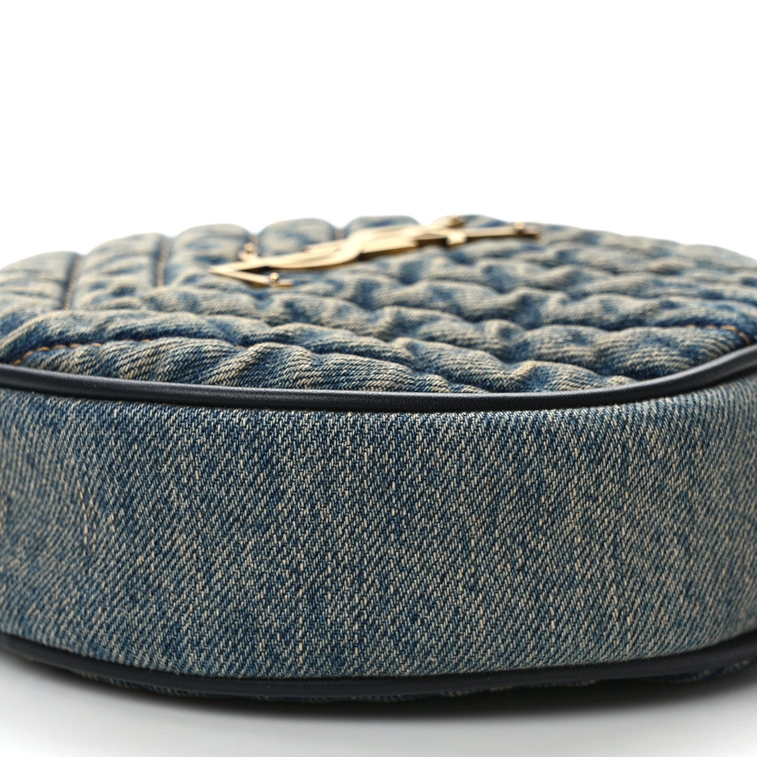 Saint Laurent Denim Quilted Monogram Round Crossbody Bag Rodeo Blue 8 of 8