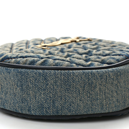 Saint Laurent Denim Quilted Monogram Round Crossbody Bag Rodeo Blue 8 of 8