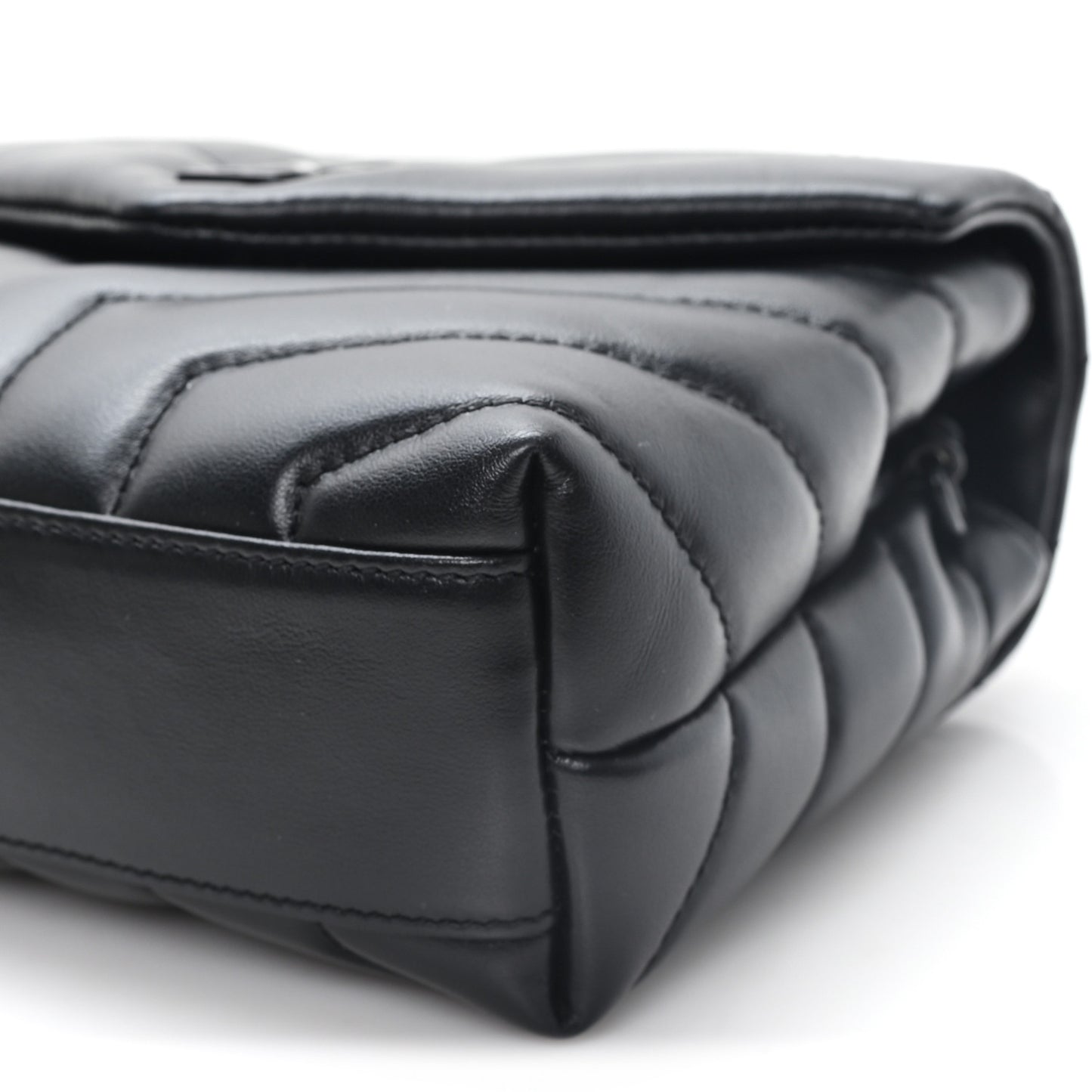 Calfskin Y Quilted Monogram Monochrome Toy Loulou Crossbody Bag Black Black