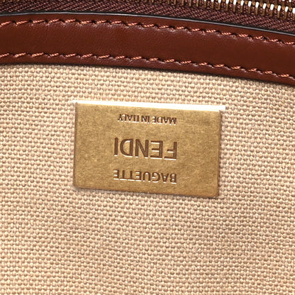 Fendi Sardinian Jacquard Vitello King FF 1974 Embroidered Baguette Sand Ghianda 6 of 10