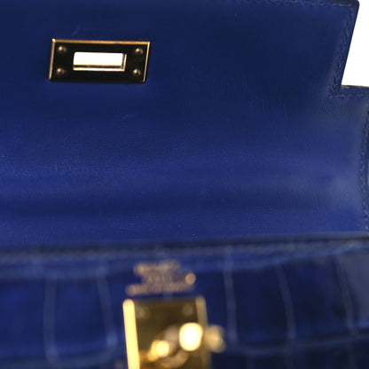 Hermes Shiny Crocodile Mini Kelly Sellier 20 Bleu Marine 14 of 19