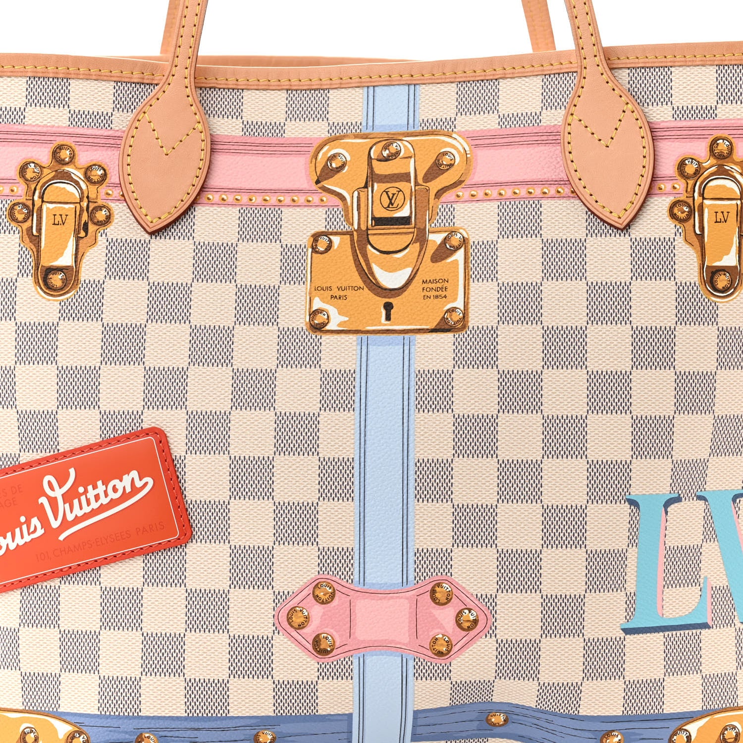 Louis Vuitton Damier Azur Summer Trunks Neo Neverfull MM 8 of 11