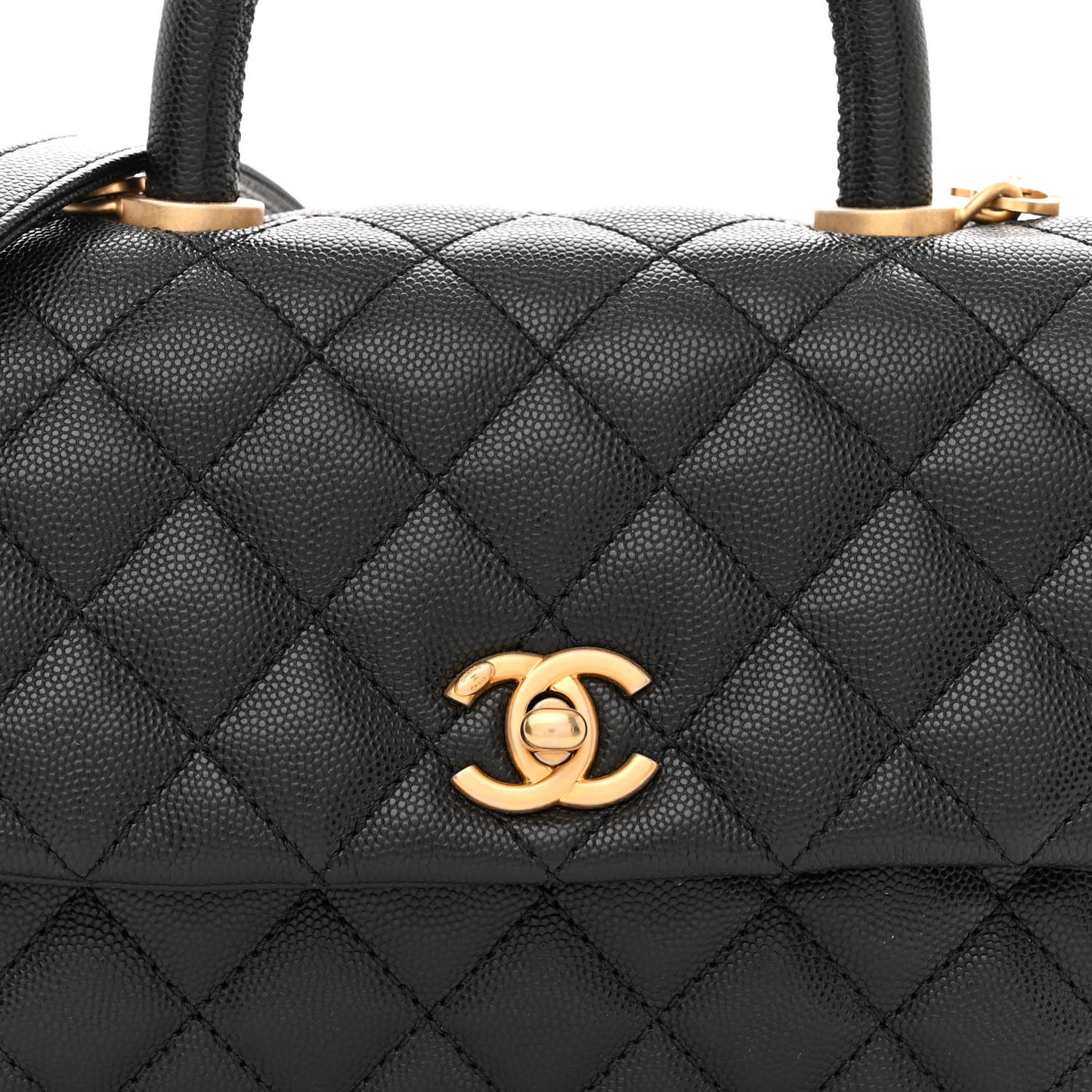 Caviar Quilted Mini Coco Handle Flap Black