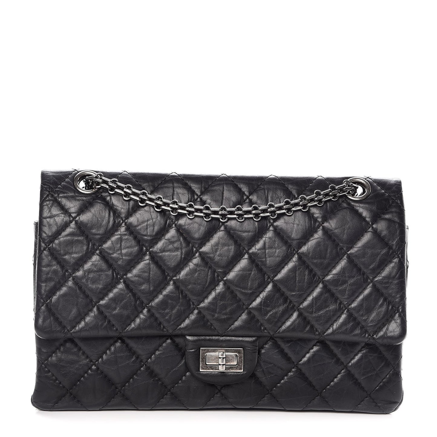 Aged Calfskin Quilted 2.55 Reissue 226 Flap Black