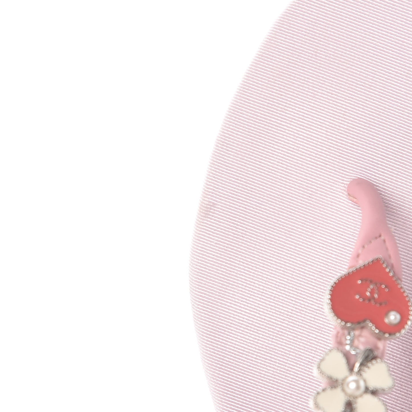 Tweed CC Charm Thong Sandals 36.5 Pink Silver