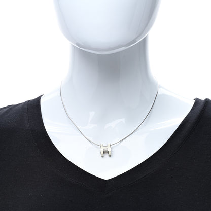 Hermes Lacquered Palladium Pop H Pendant Necklace White 3 of 5