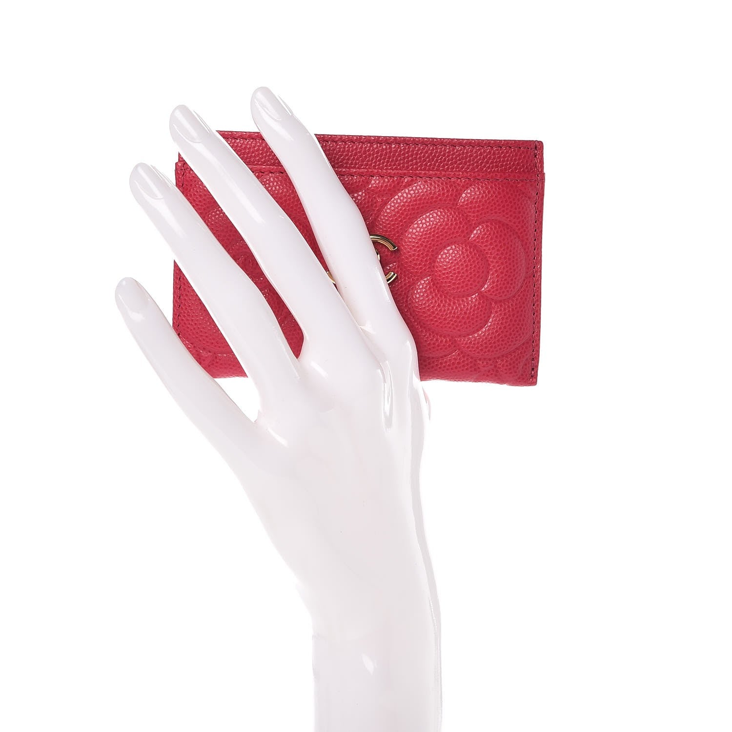 Chanel Caviar Camellia Embossed Card Holder Fuchsia 2 of 8