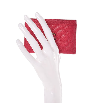 Chanel Caviar Camellia Embossed Card Holder Fuchsia 2 of 8