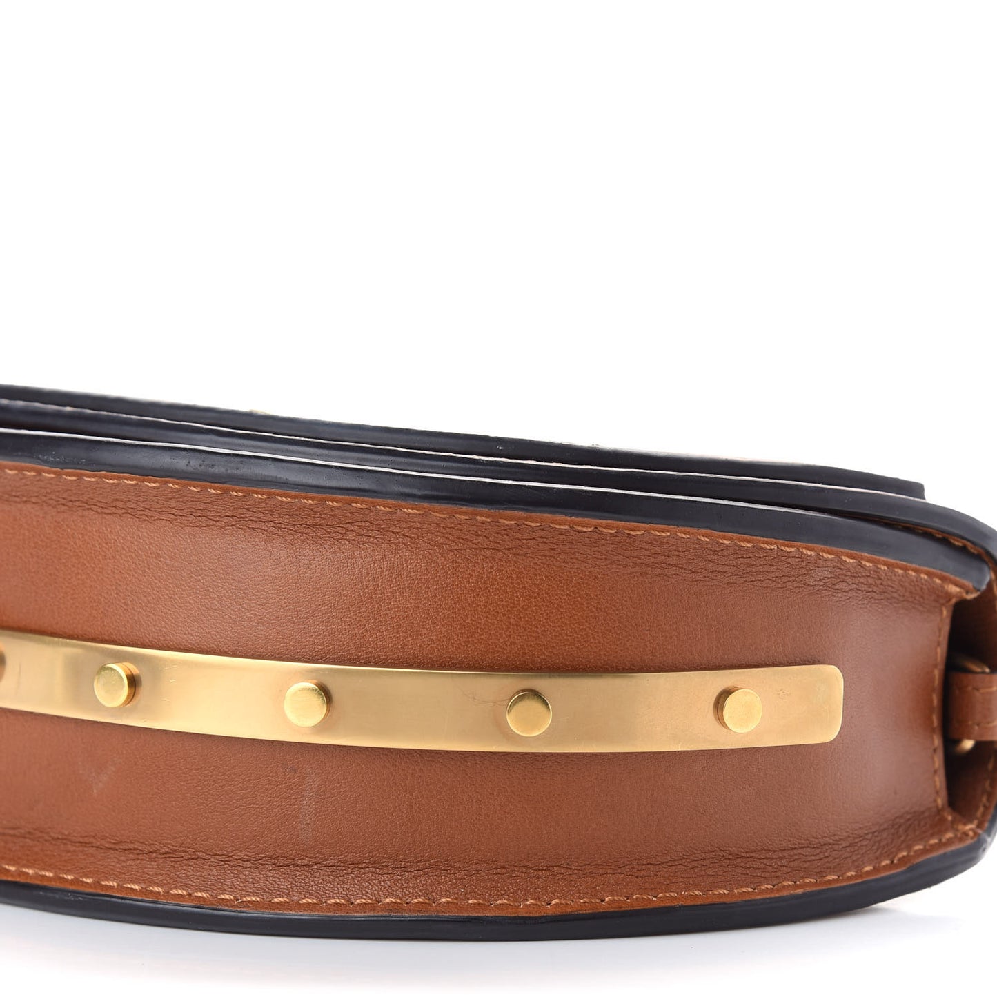 Calfskin Small Nile Bracelet Minaudiere Bag Caramel