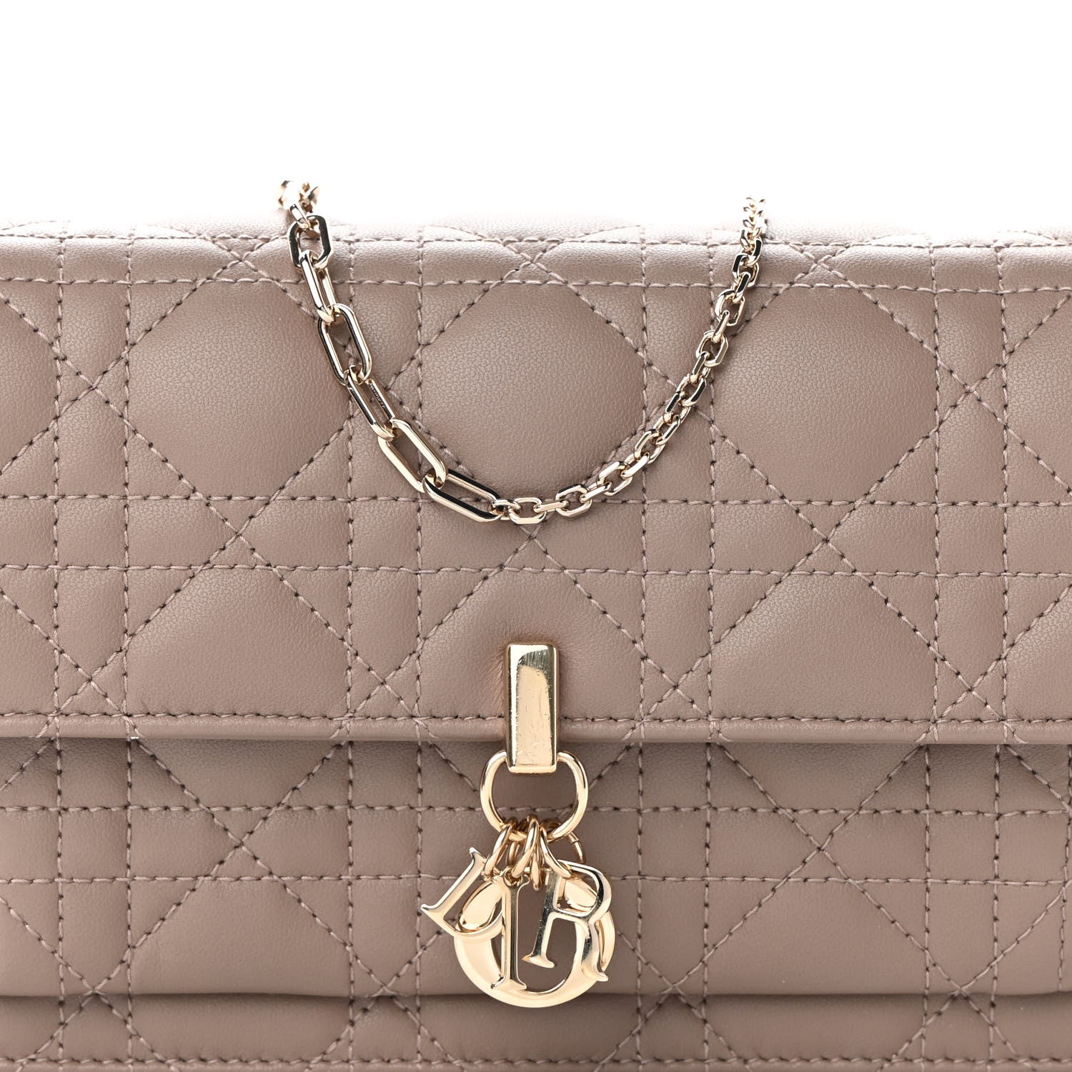 Christian Dior Lambskin Chain Lady Dior Chain Pouch Hazelnut 7 of 9