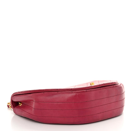 Chanel Lambskin Quilted Small Half Moon Flap Dark Pink 4 of 11