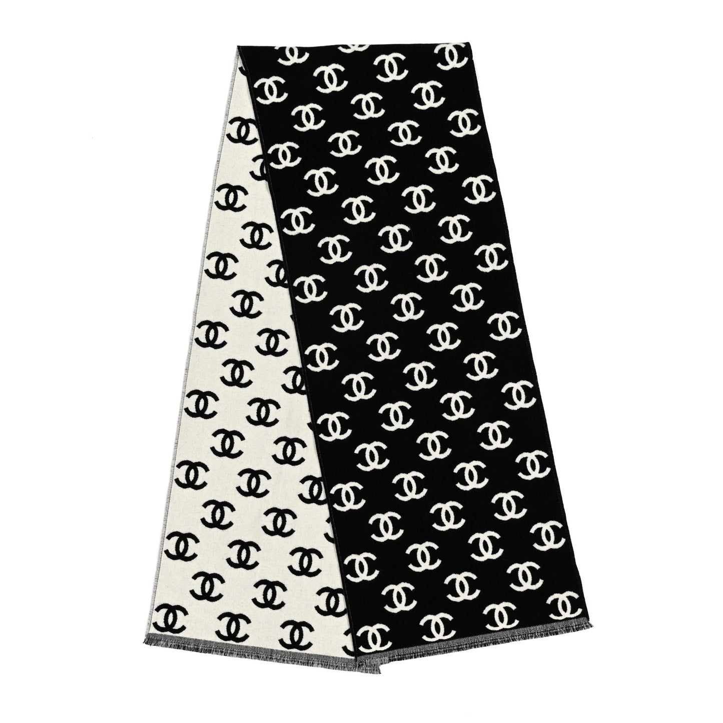 Wool Cashmere CC Scarf Black White