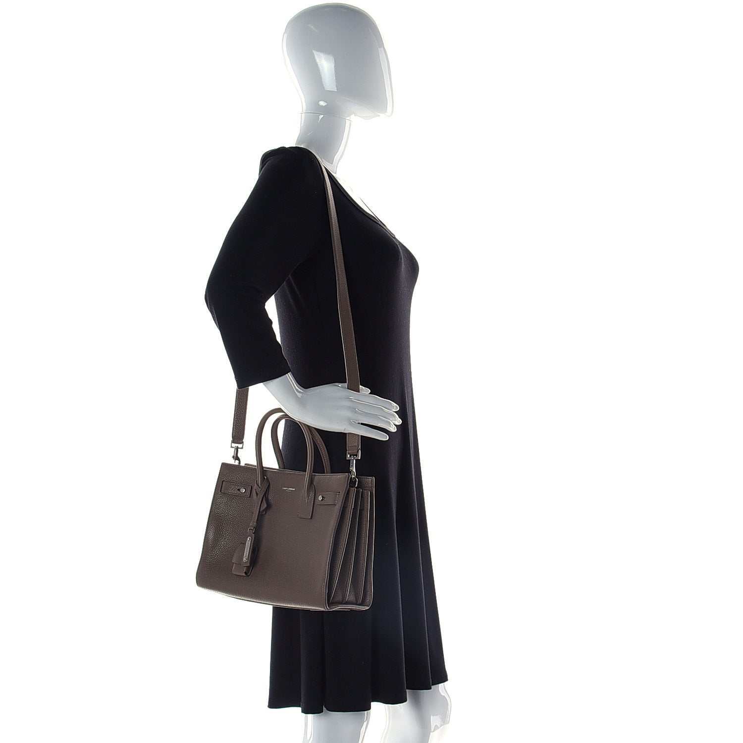 Saint Laurent Grained Calfskin Baby Sac De Jour Souple Taupe 2 of 13