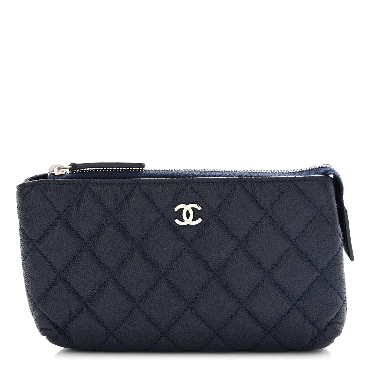 Caviar Quilted Cosmetic Case Navy