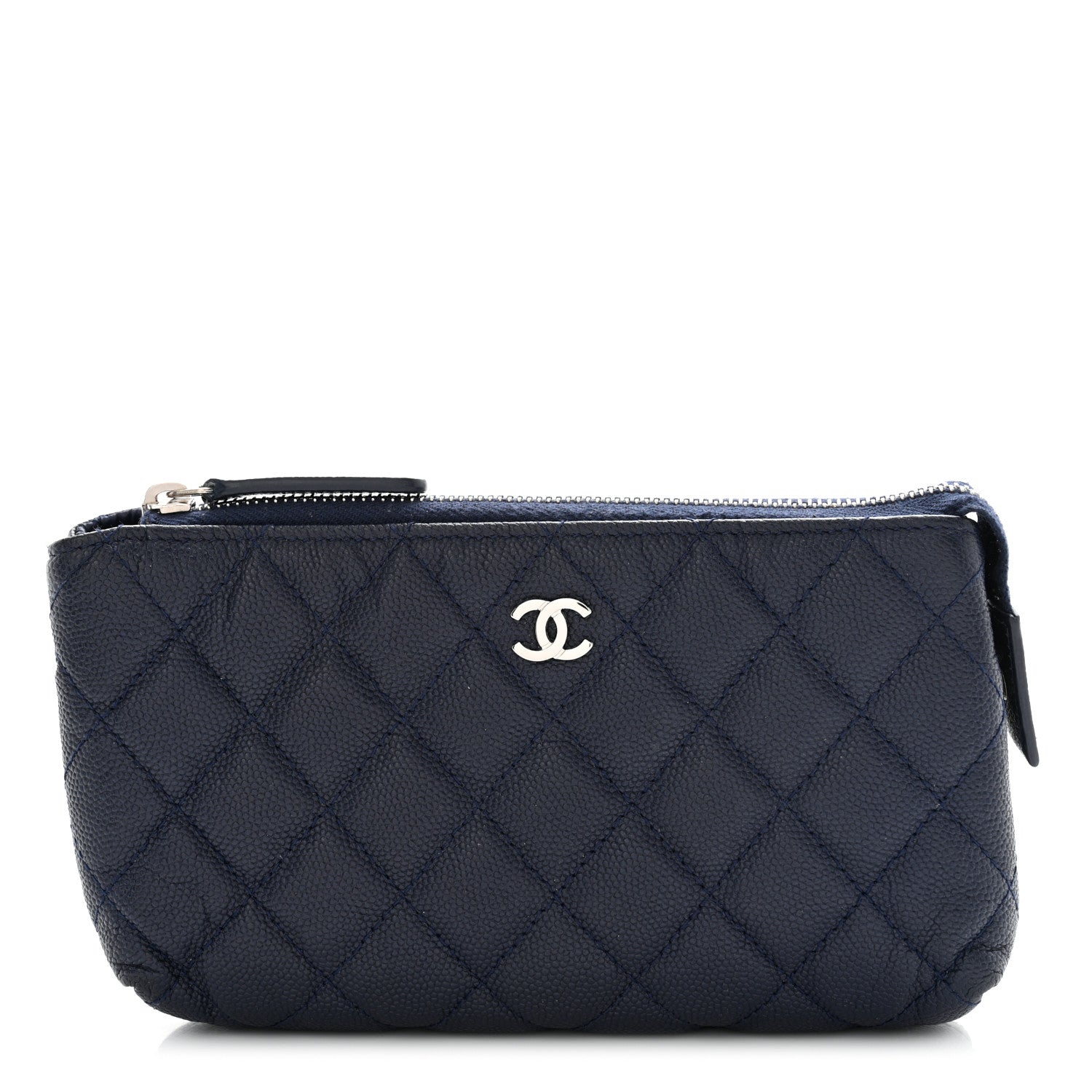 Chanel Caviar Quilted Cosmetic Case Navy 1 of 8