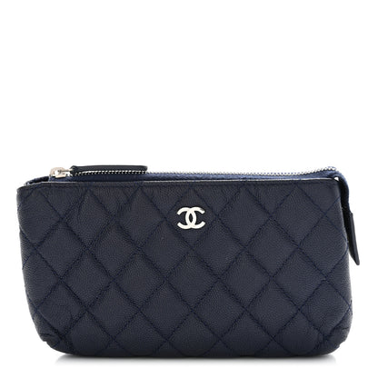Chanel Caviar Quilted Cosmetic Case Navy 1 of 8