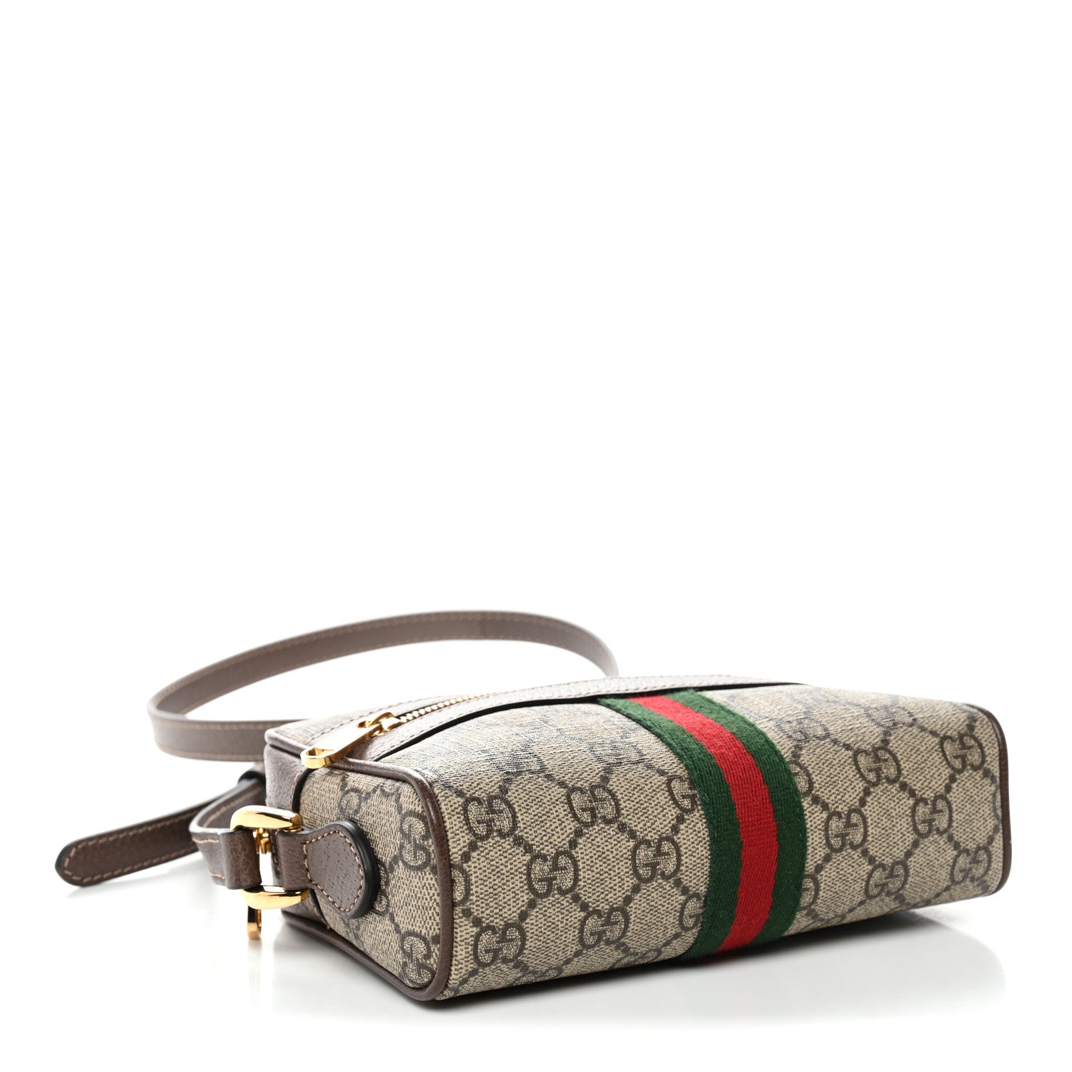 Gucci GG Supreme Monogram Web Mini Ophidia Shoulder Bag Brown 4 of 12