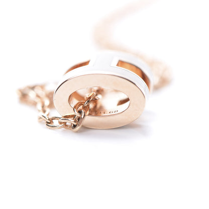 Hermes Lacquered Rose Gold Pop H Pendant Necklace Marron Glace 5 of 5