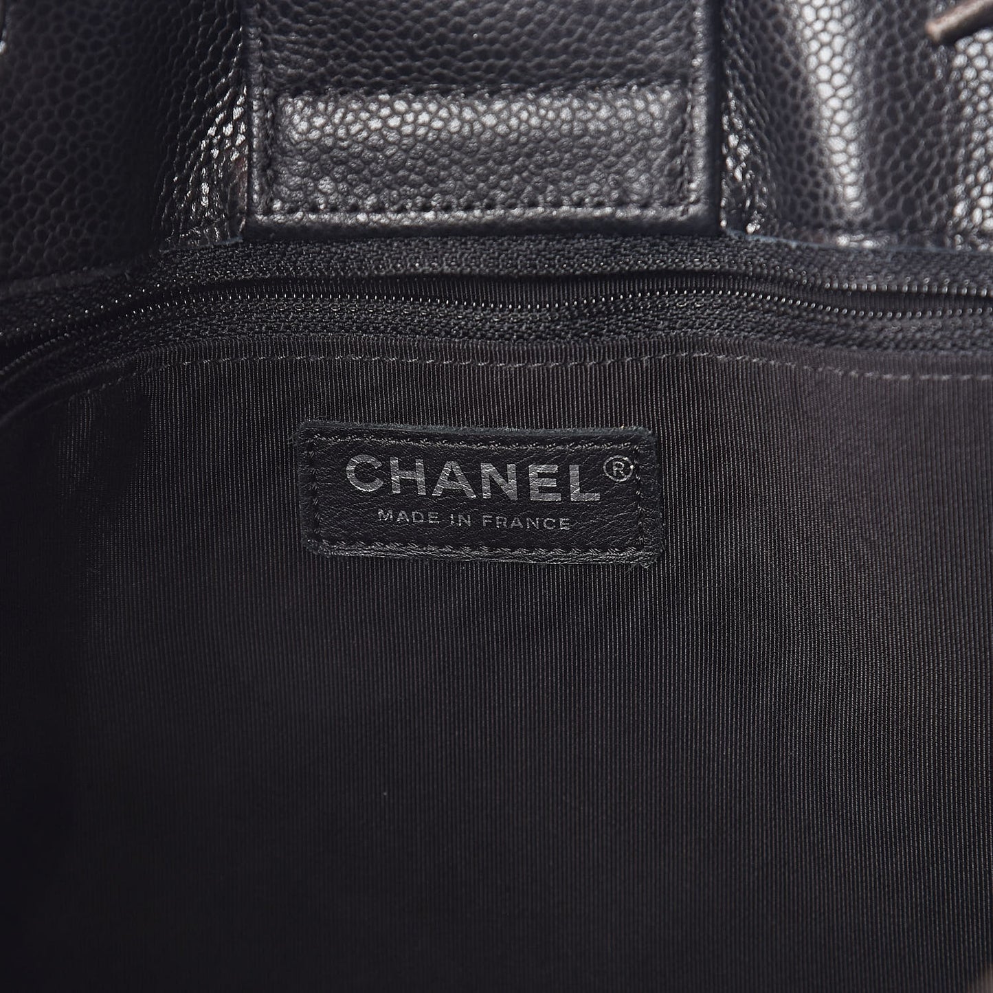 Calfskin Quilted Large CC Shopping Tote Black