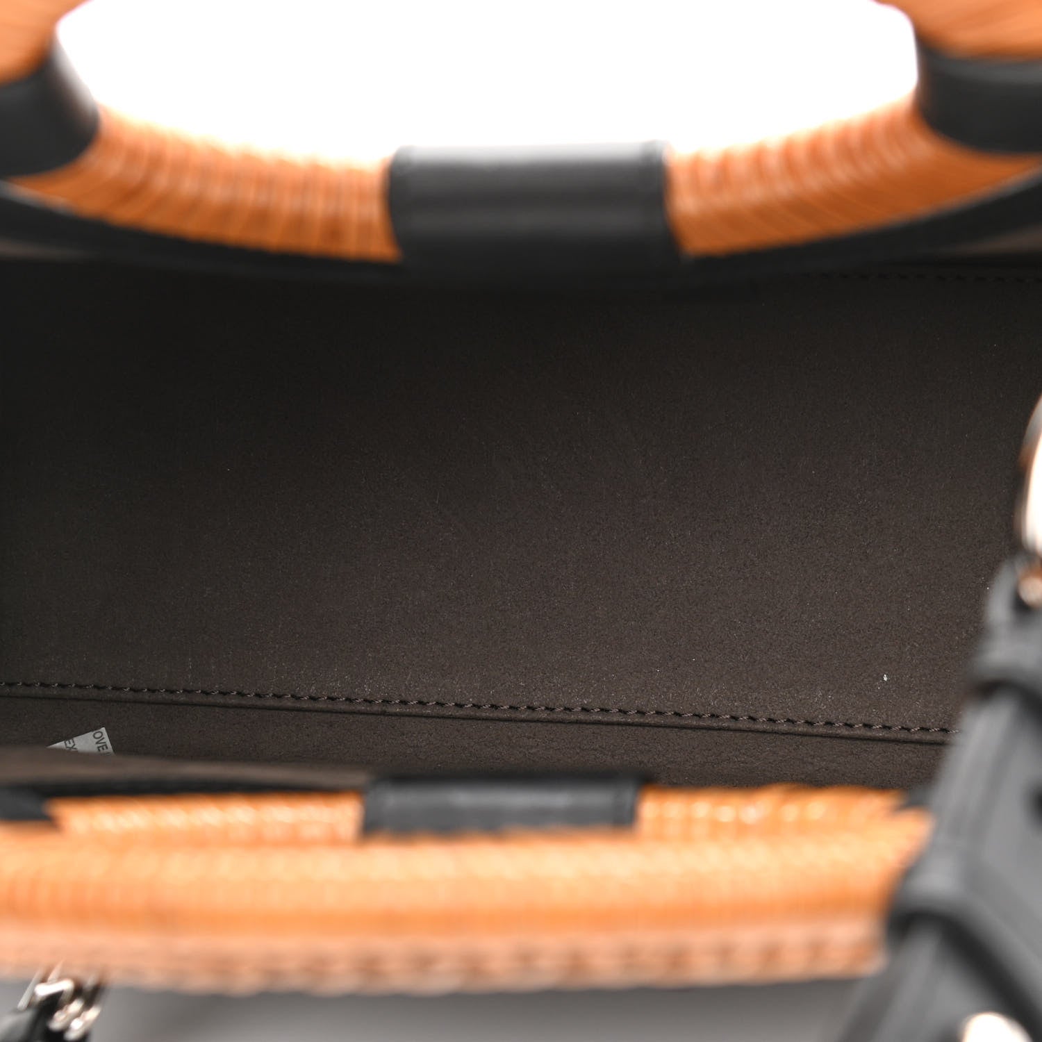 Fendi Vitello Century Wicker Bi-Color FF 1974 Embossed Small Runaway Shopper Tote Maya Black 5 of 10