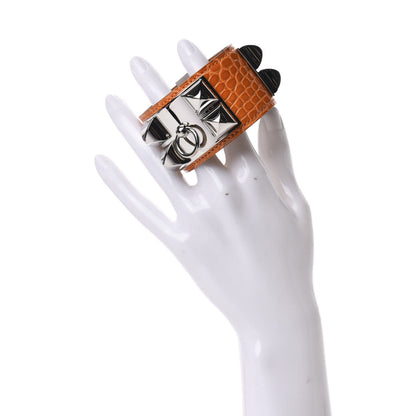Hermes Shiny Alligator Collier De Chien CDC Bracelet Orange 2 of 7