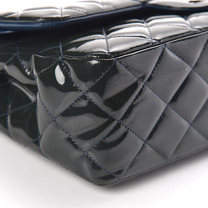 Chanel Patent Quilted Jumbo Double Flap Navy 8 of 18