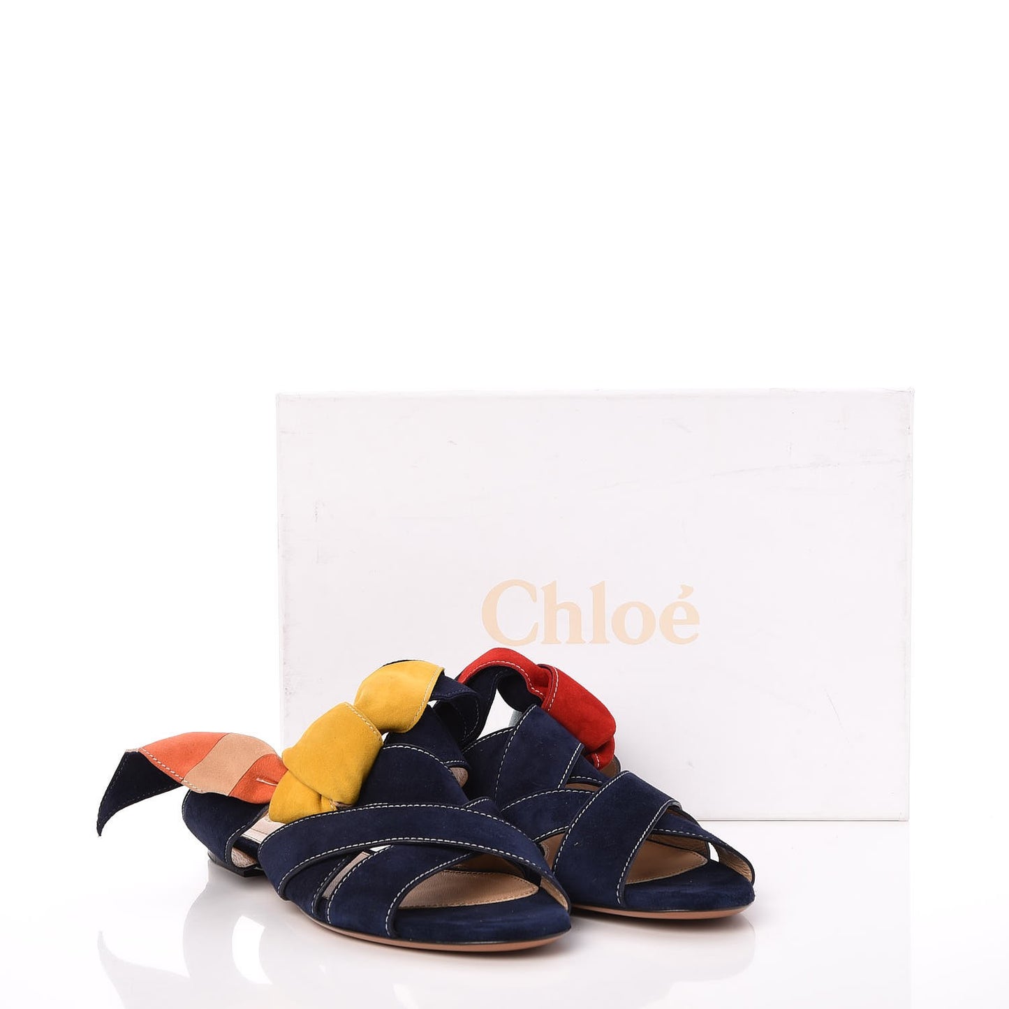 Suede Nellie Knotted Slipper Slide Sandals Flats 38 Navy