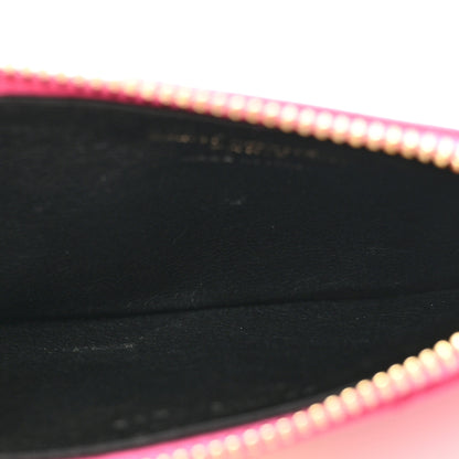 Saint Laurent Grain De Poudre Matelasse Chevron Monogram Fragments Zippered Card Case Fresh Fuxia 7 of 8