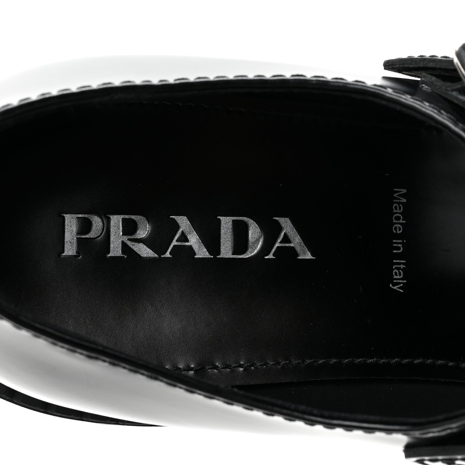 Prada Spazzolato Mary Jane T Strap 40mm Loafers 10.5 Black 7 of 10