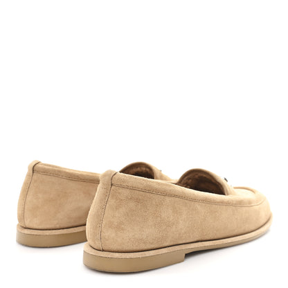 Chanel Suede Calfskin CC Loafers 37.5 Dark Beige 5 of 9