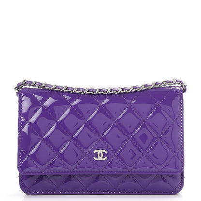 Chanel Patent Quilted Wallet On Chain WOC Purple 1 of 8
