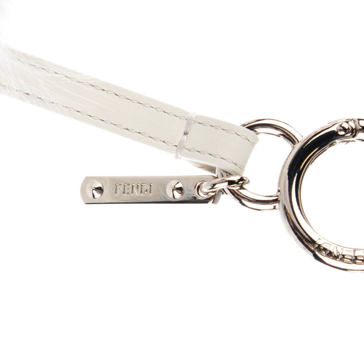 Fox Fur Shiny Nappa Bi-Color J ABCharm Bag Charm White Blue
