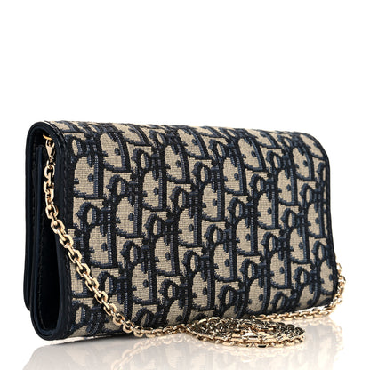 Christian Dior Oblique Chain Long Wallet Blue 3 of 9